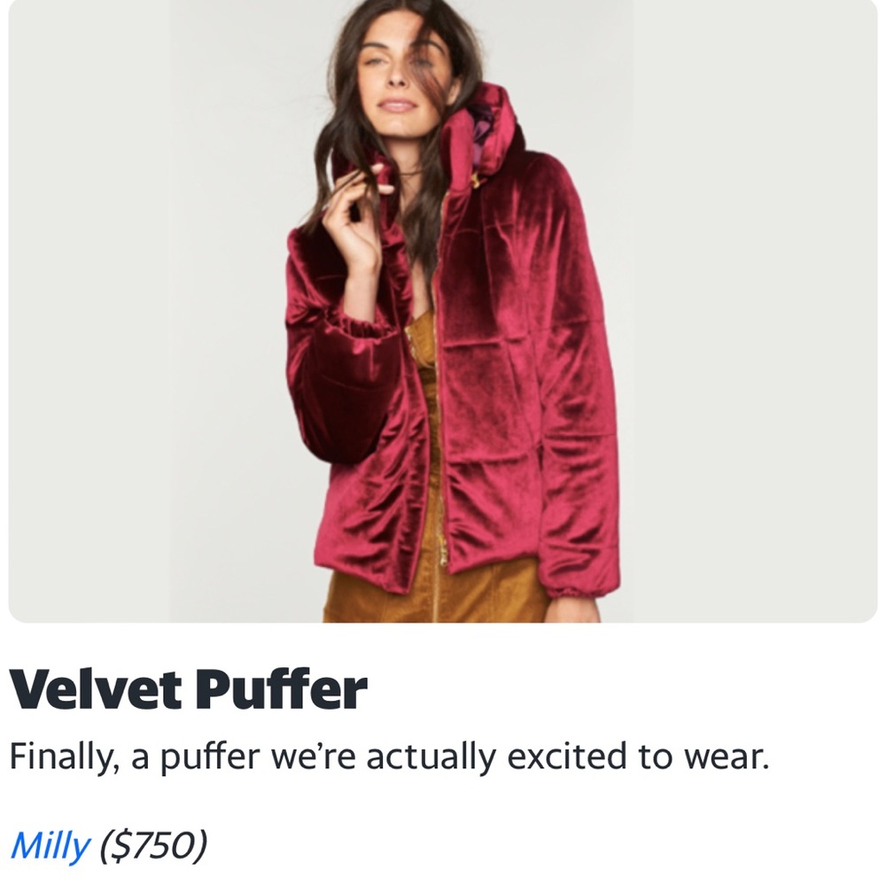 Milly GOLD Velvet Puffer Jacket